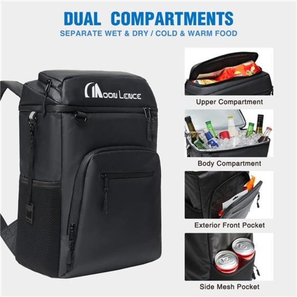 Cooler Backpack 30 Cans Insulated, Leakproof & Waterproof for Men and Women - Picture 2 of 6